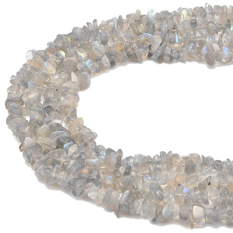 PLTbeads 5-8mm Natral Healing Gemstone Waist Bracelets Necklace Kit Irregular Stone DIY Crafts Design Jewelry Making 1 Strand per Bag Approxi 34 inch (Labradorite Chips) - Image 1